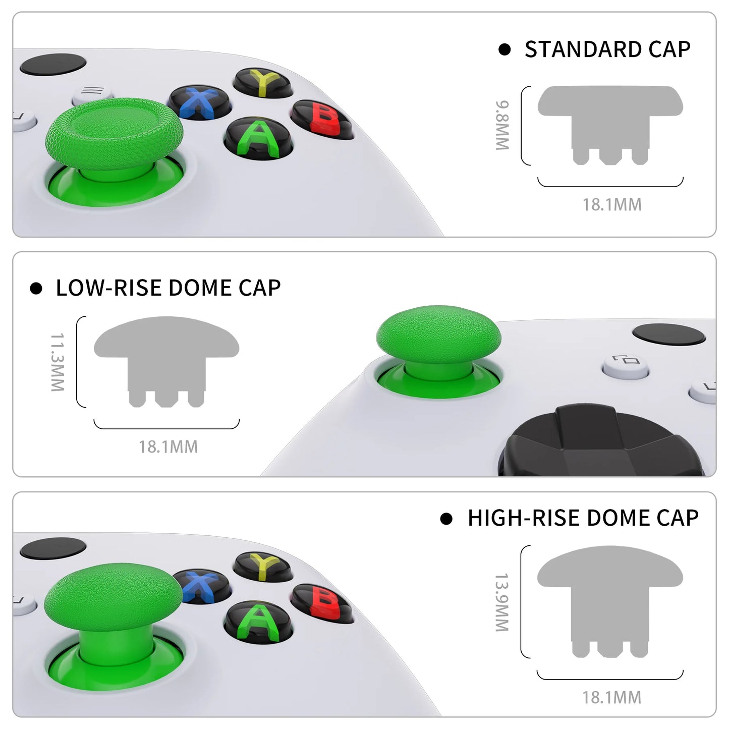 eXtremeRate Interchangeable Thumbsticks for Xbox Core Controller & Xbox One S/X & Xbox Elite V1, Swappable Joystick for NS Pro