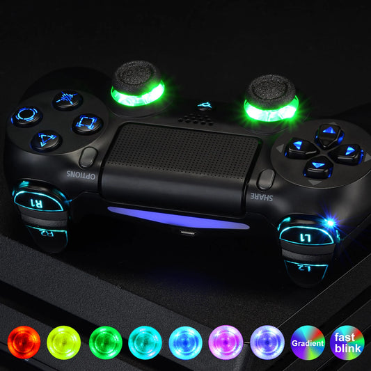 eXtremeRate Multi-Colors Luminated Thumbstick Dpad Trigger Home Face Buttons DTFS LED Kit for PS4 Slim Pro Controller