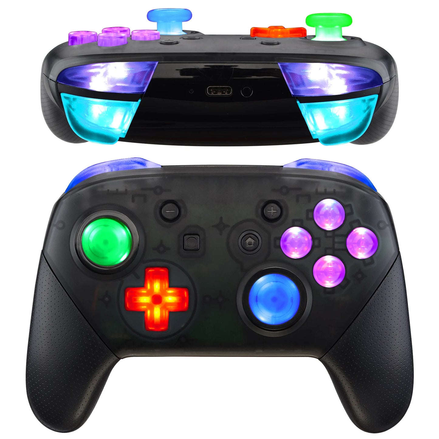 eXtremeRate Luminated Thumbsticks D-pad Face Buttons DIY DTFS LED Kit V2 for Nintendo Switch Pro Controllere -  9 Colors Modes