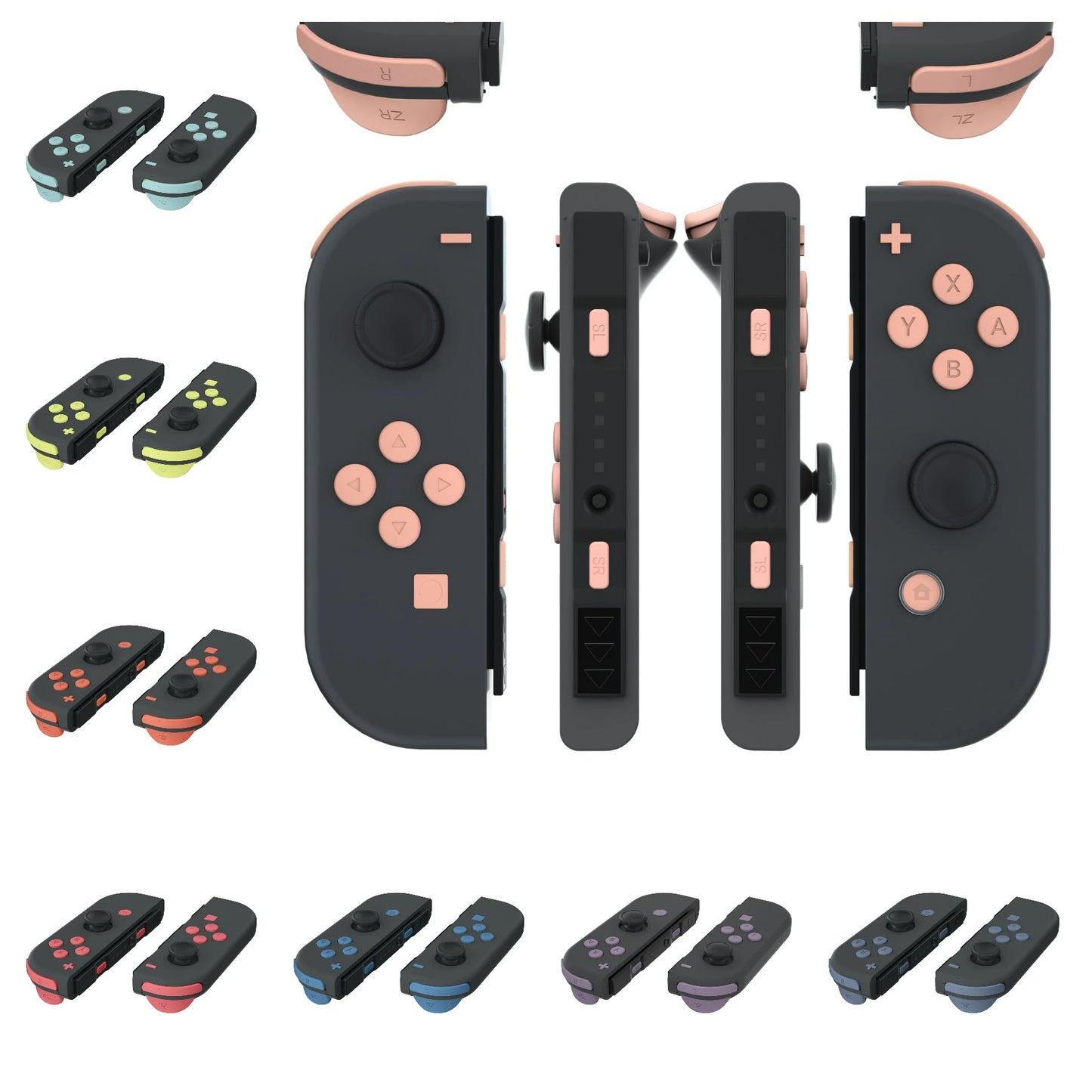 eXtremeRate Full Set Buttons for NS Switch & OLED JoyCon, ABXY Direction Keys SR SL L R ZR ZL Trigger with Tools - 8 colors