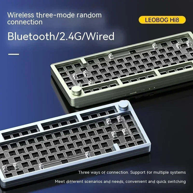 Leobog Hi8 Aluminum Keyboard Kit Tri Mode Wireless Bluetooth Multifunctional Knob Hotswap Mechanical Keyboard Kit Pc Accessories