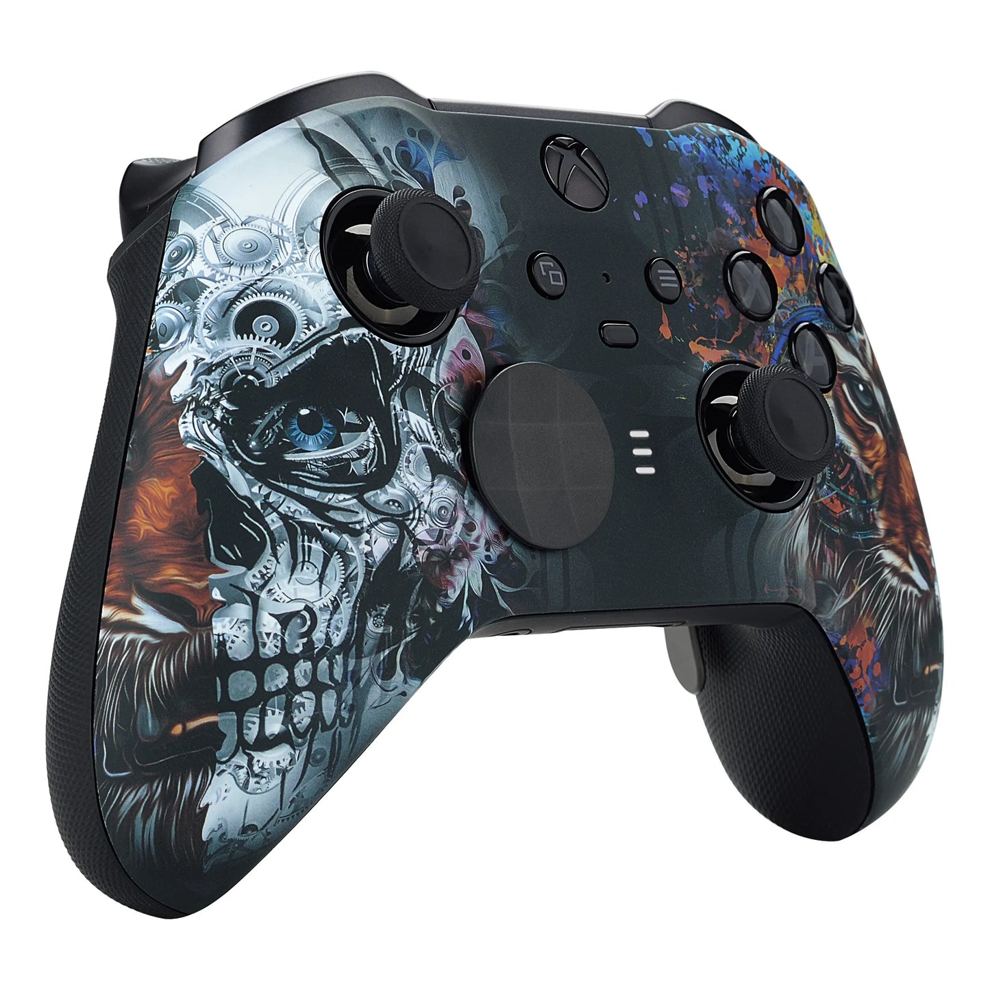 eXtremeRate Soft Touch Faceplate Front Housing Shell Replacement Kit for Xbox One Elite Series 2 Controller - Tiger Skull