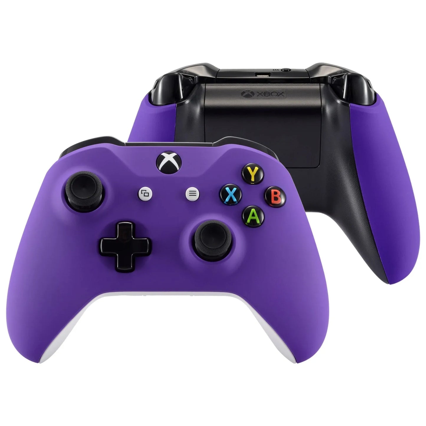 eXtremeRate Soft Touch Purple Upper Housing Shell with Side Rails Panel Replacement Part for Xbox One S / One X Controller