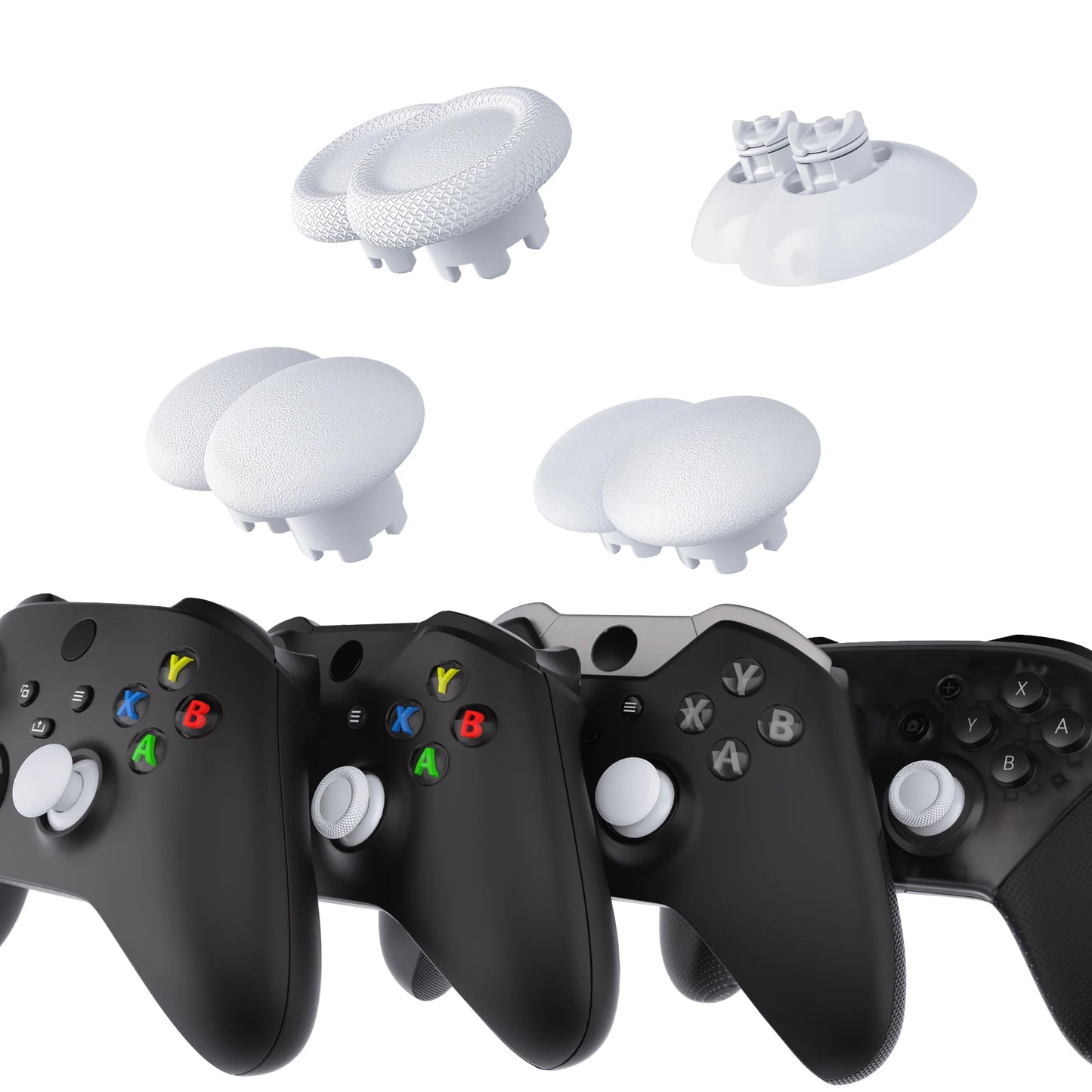 eXtremeRate Interchangeable Thumbsticks for Xbox Core Controller & Xbox One S/X & Xbox Elite V1, Robot White Joystick for NS Pro