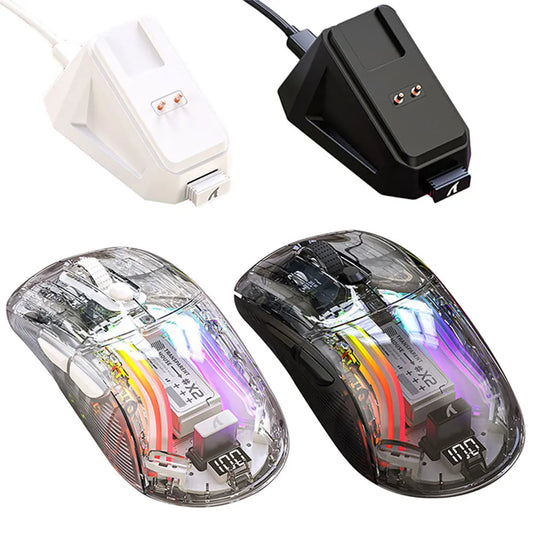 Wireless Gamer Mouse RGB Lighting 3 Modes Gaming Mouse Bluetooth-Compatible 5.0/2.4G/USB-C Transparent for PC Laptop Desktop