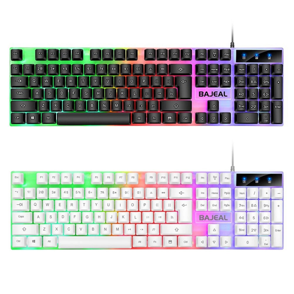 RGB Gaming Keyboard 98 Keys Mechanical Keyboard 1.5m Cable USB Wired Keyboard Seven Color Lights for Computer Laptop PC Gamer