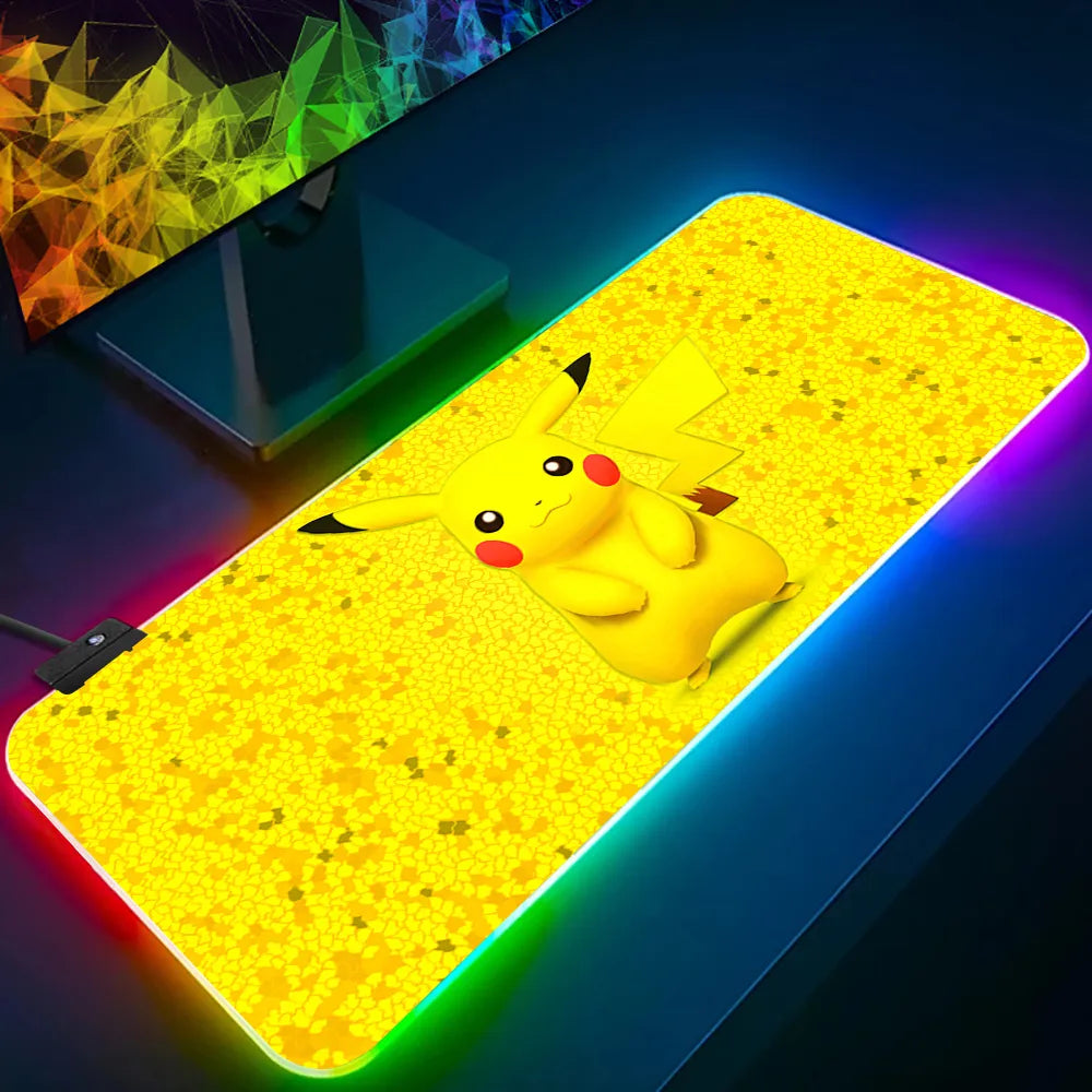 Cute Pokemon Pikachu RGB Pc Gamer Keyboard Mouse Pad Mousepad LED Glowing Mouse Mats Rubber Gaming Computer Mausepad