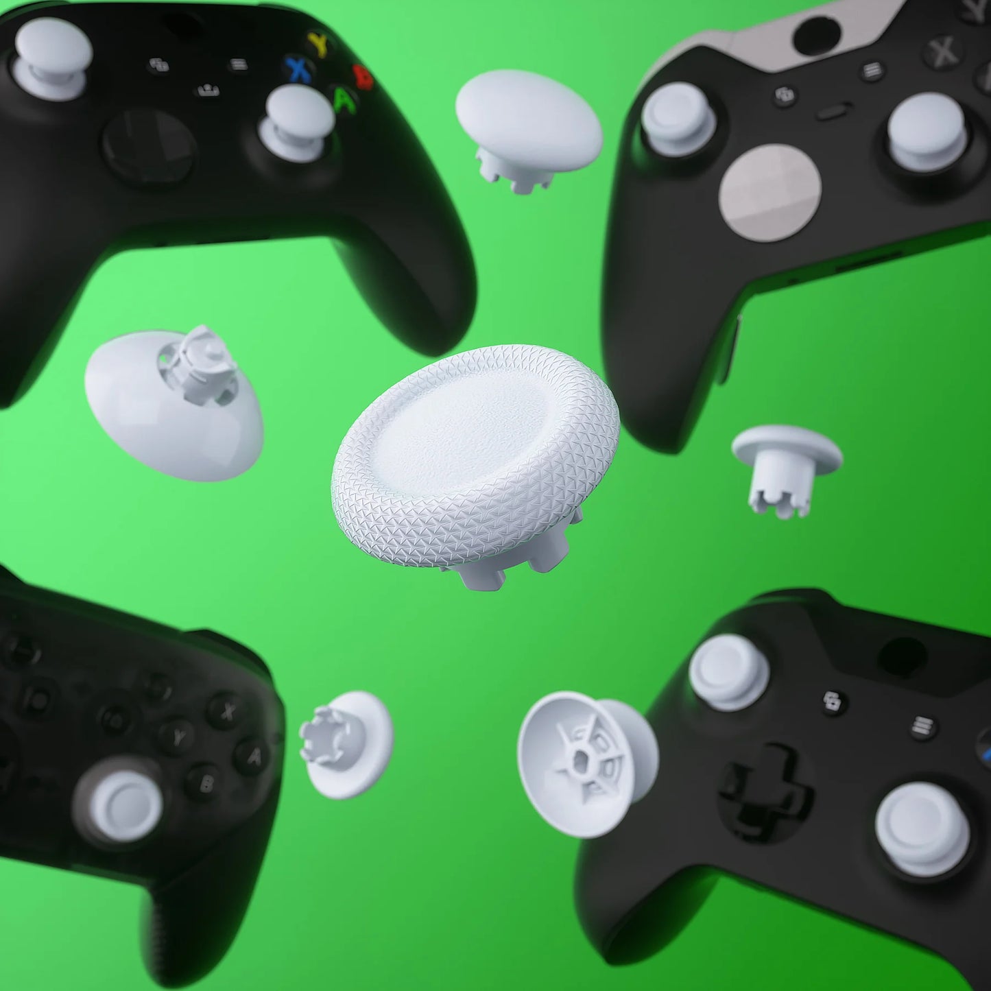 eXtremeRate Interchangeable Thumbsticks for Xbox Core Controller & Xbox One S/X & Xbox Elite V1, Robot White Joystick for NS Pro