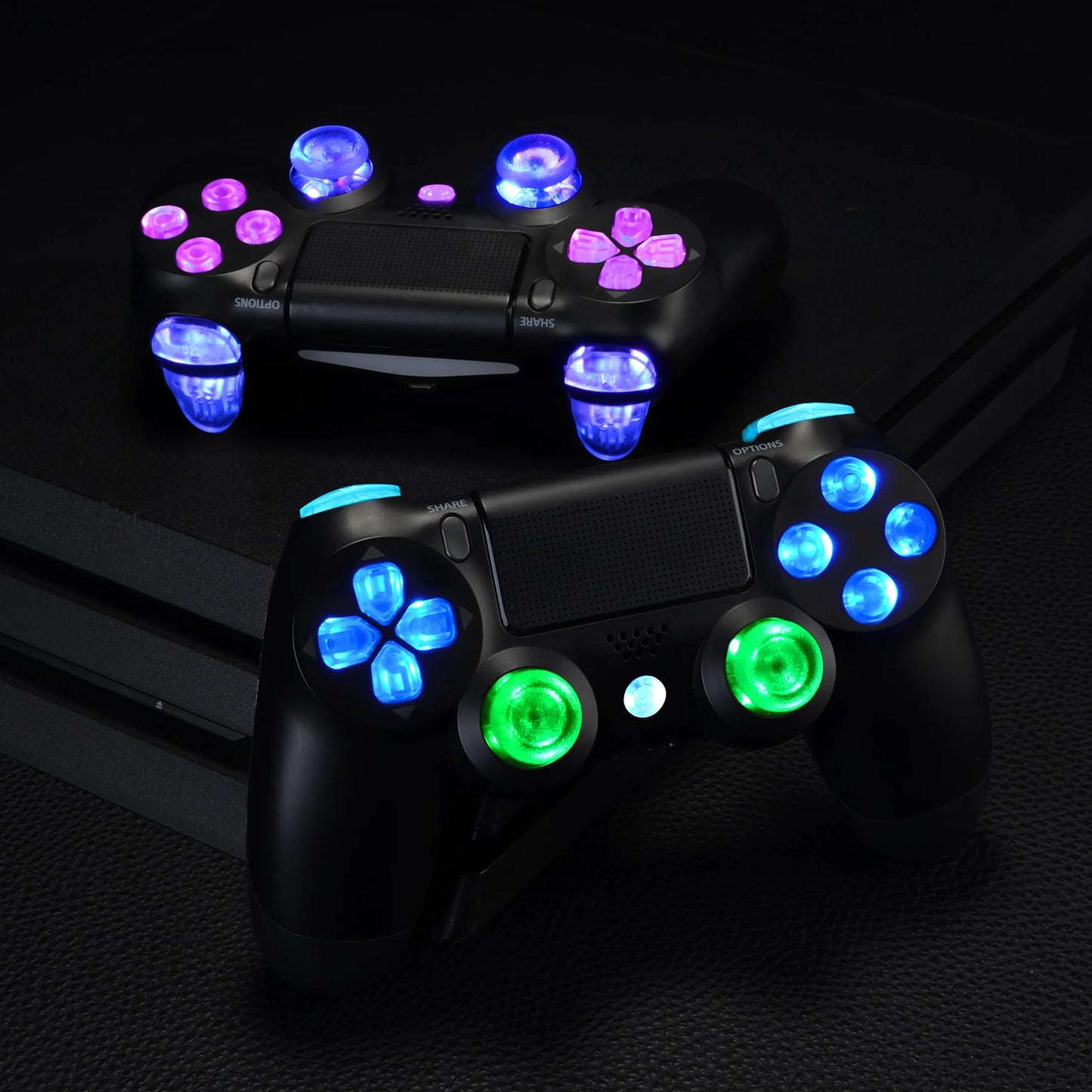 eXtremeRate Multi-Colors Luminated Buttons DTFS (DTF 2.0) LED Kit for PS4 CUH-ZCT2 Controller - Controller NOT Included