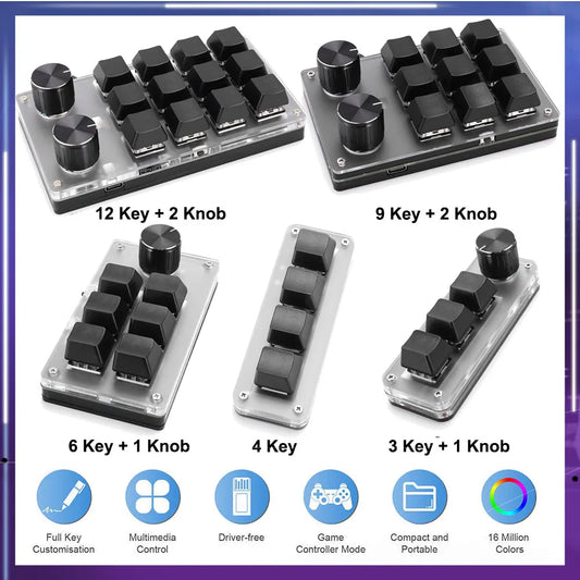 Mini Keyboard 12Key 2Knob Custom Teclado Gamer Programmable Keypad DIY Hot-swap Customization Mechanical Keyboard Macro Keypad