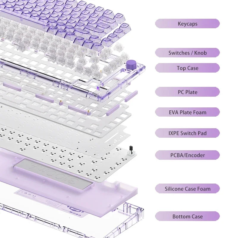 Monsgeek Ice75 Keyboard Fully Transparent Mechanical Rgb Hot-swap Customization 1000hz Gaming Keyboard For Win Mac