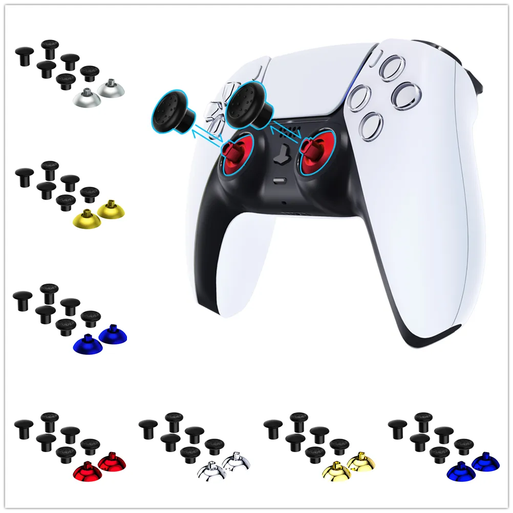 eXtremeRate Interchangeable Thumbstick with 3 Grips Adjustable Joystick for PS5 Controller, for PS4 All Model Controller