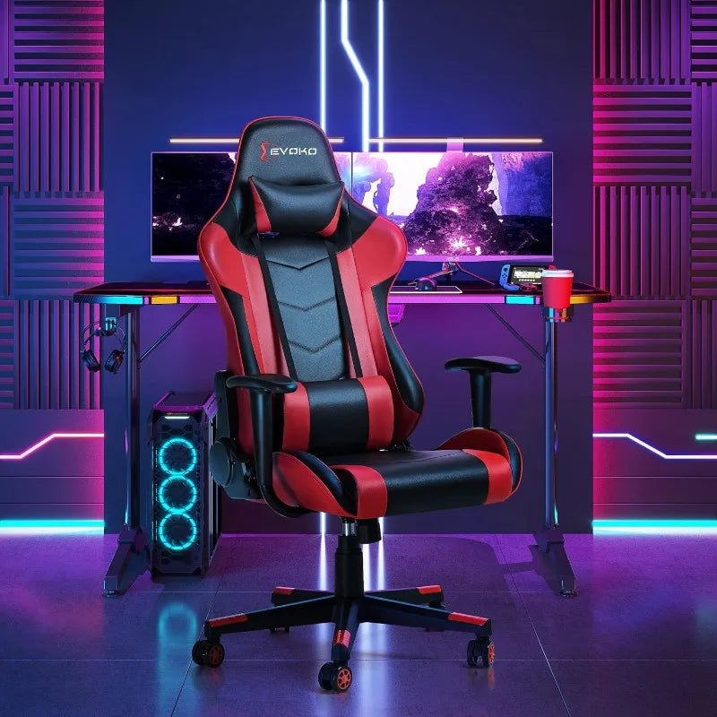 Devoko Ergonomic Gaming Chair Racing Style Adjustable Height High-Back PC Computer Chair with Headrest and Lumbar Support