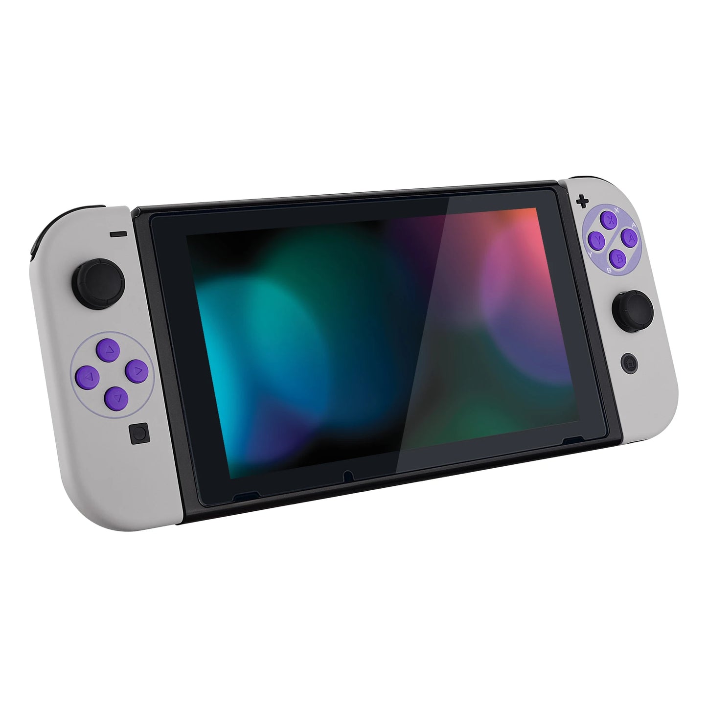 eXtremeRate Soft Touch Classics SNES Style Housing Shell Case With Full Set Buttons for NS Switch JoyCon & OLED