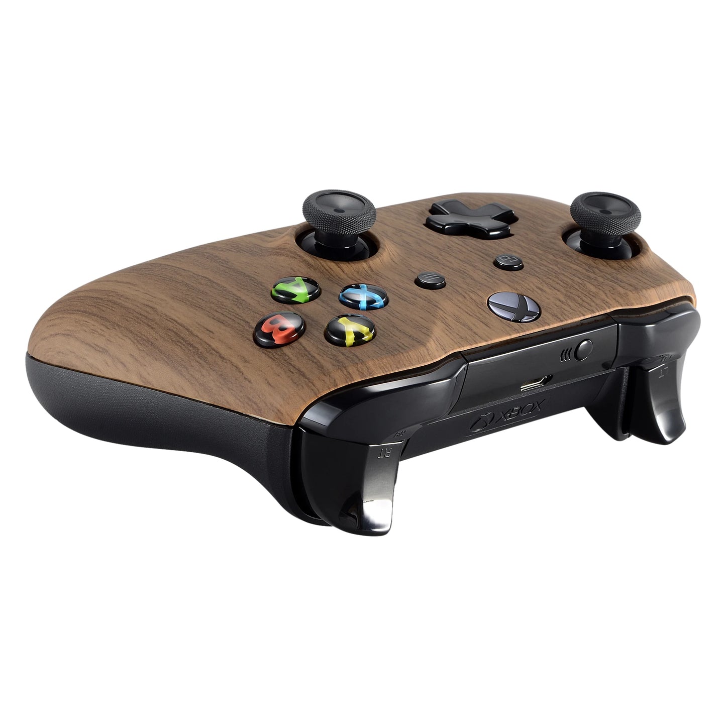 eXtremeRate Custom Soft Touch Top Housing Replacement Shell for Xbox One S Remote Controller - Wood Grain