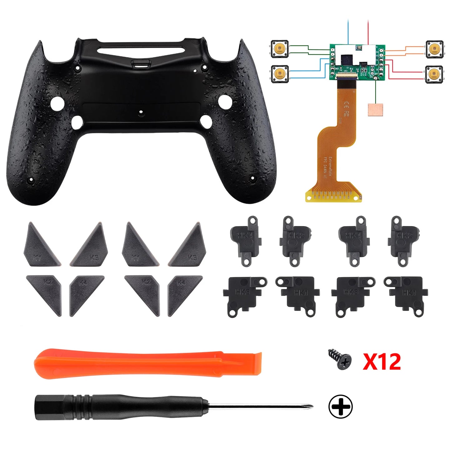 eXtremeRate Dawn Remappable Remap Kit for ps4 Slim Pro Controller JDM 040/050/055 w/ Back Shell & 4 Back Buttons